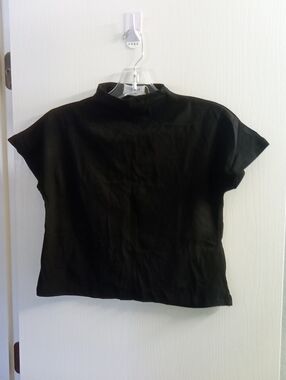 Celine Black Short Sleeve Mock Neck Crop Top